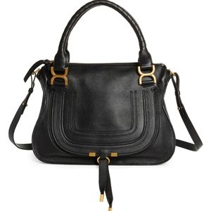 Chloe Black Leather Bag with Gold Accents